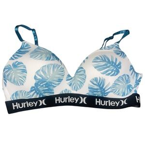 Hurley Blue Leaf Print Bikini Top